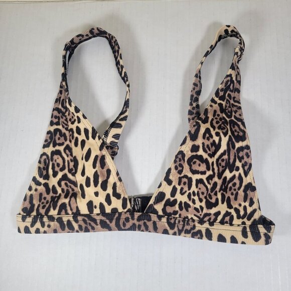ASOS Design Leopard Print Beach Resort Triangle Adjustable Bikini Top Size US 2 - Picture 1 of 7